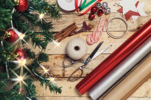 Rollwrap, tape, scissors & decorations - all you need to wrap your gifts